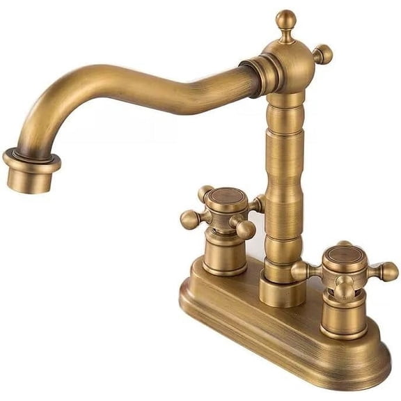 Widespread Basin Faucet Bathroom 4 inch Hot Cold Water Mixer Crane Deck Mounted Bath Tap Basin Mixer Brass Antique Bronze