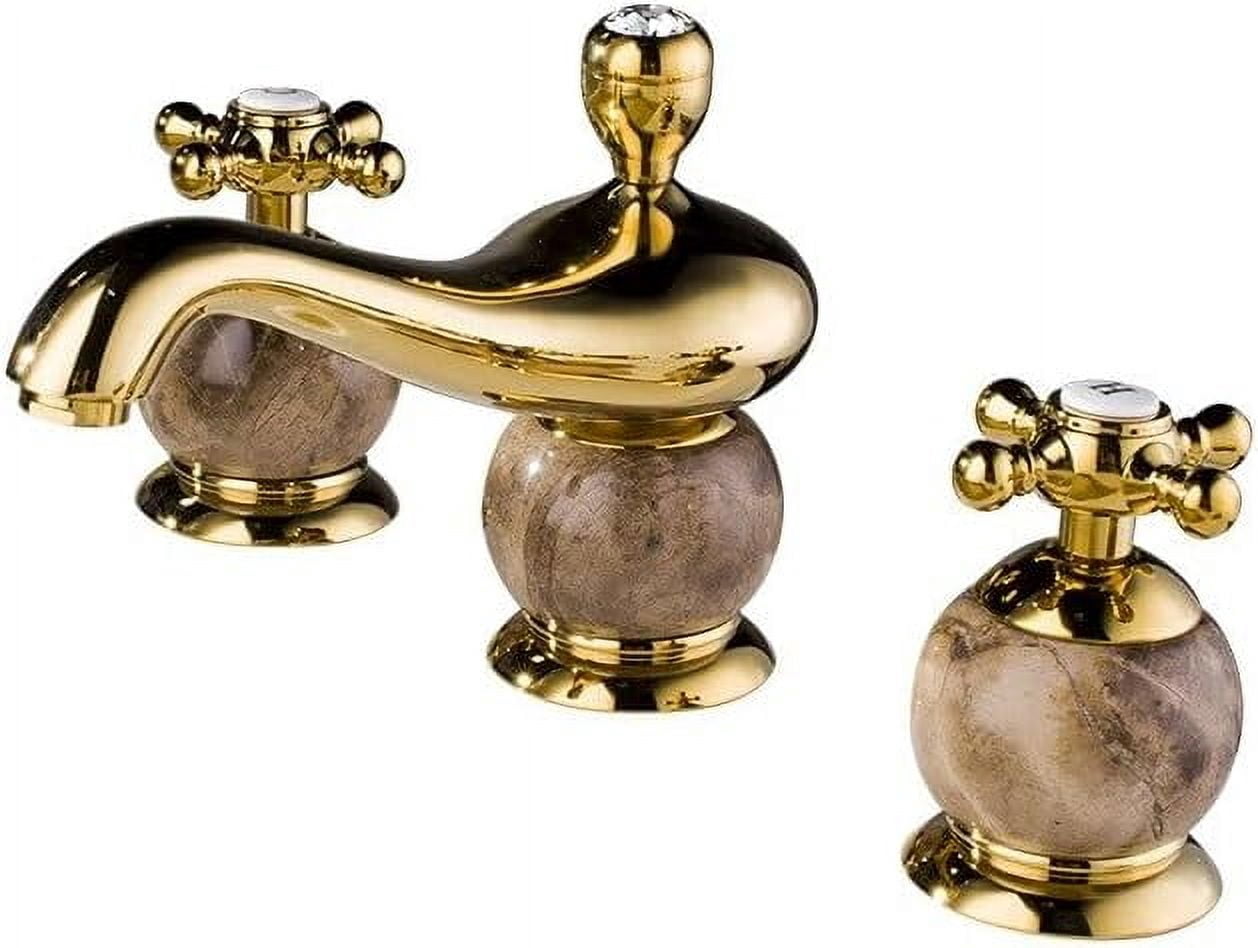 Widespread Basin Faucet Bathroom 8 inch Hot Cold Water Mixer Crane Deck Mounted Bath Tap Basin Mixer Gold Jade Brass Mixer