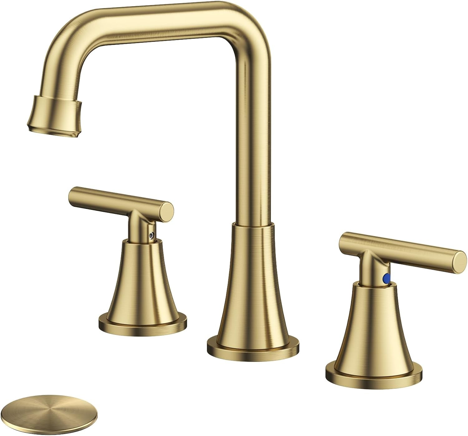 Widespread Bathroom Faucet with Square Spout, Brushed Gold Sink Faucet for Bathroom Vanity ...