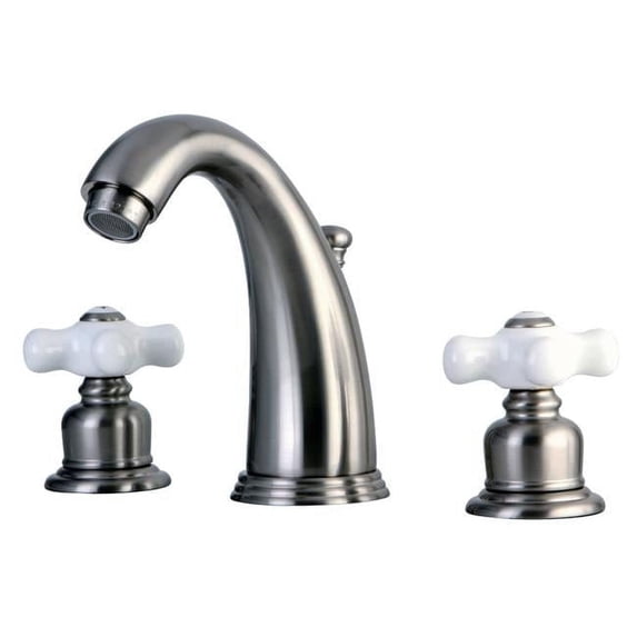 Widespread Bathroom Faucet with Cross Handle, Satin Nickel