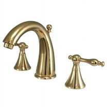 Widespread Bathroom Faucet with Double Lever Handles, Polished Brass