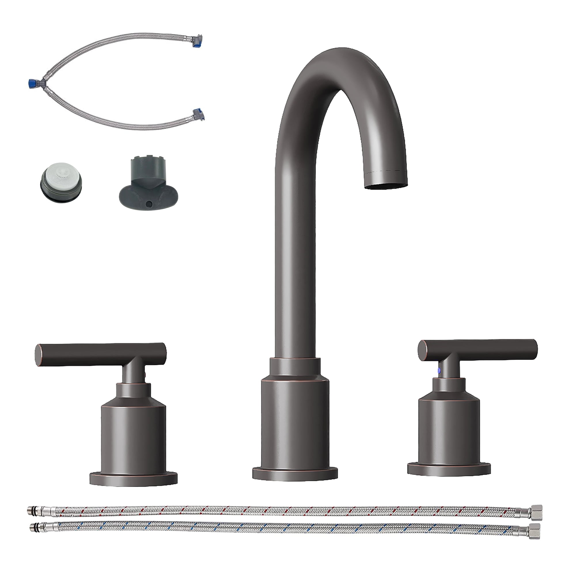 Widespread Bathroom Sink Faucet 8" - Brushed Nickel for 3-Hole Installation, gray