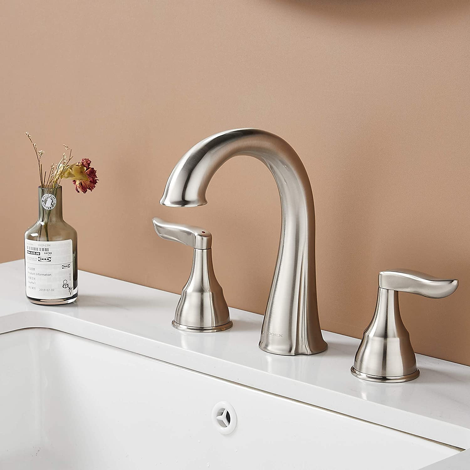 Widespread Bathroom Sink Faucets 8 Inch Two Handle 3 Hole Vanity Bathroom Faucet with Metal ...