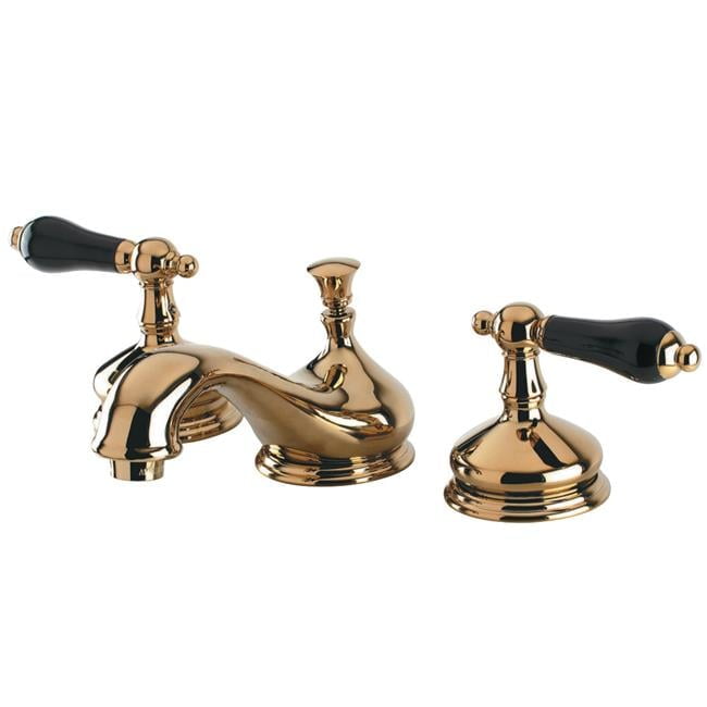 Polished Brass Widespread Bathroom Faucet with Lever Handles