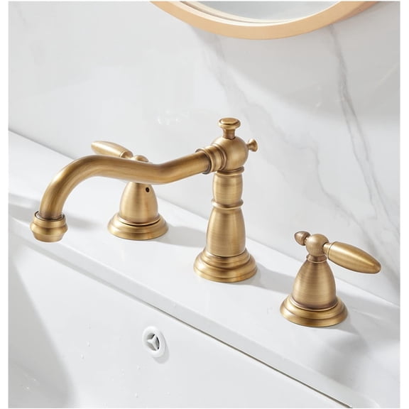 Widespread Lavatory Mixer Tap Brass Three Hole Sink tap Gold Black Sink Faucet Hot Cold Bathroom Sink Tap Mixer 8 inch Sink