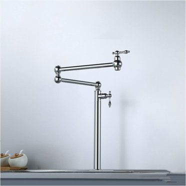 PHASAT Black Pot Filler Faucet - Wall Mount Brass Kitchen Faucet With 24" Swing Arm