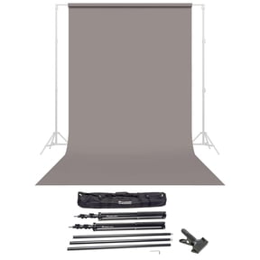Savage Widetone Seamless Background Paper, 86" wide x 36' Storm Gray - Bundle With Flashpoint 10' Background Support System Air Cushioned, Flashpoint Clip Clamp with 2" Jaw