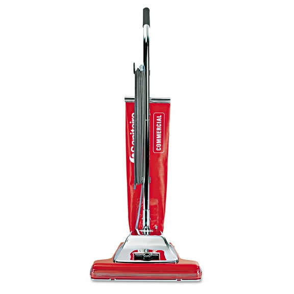 Widetrack Commercial Upright Vacuum w/Vibra Groomer, 16" Path, 18.5lb, Red