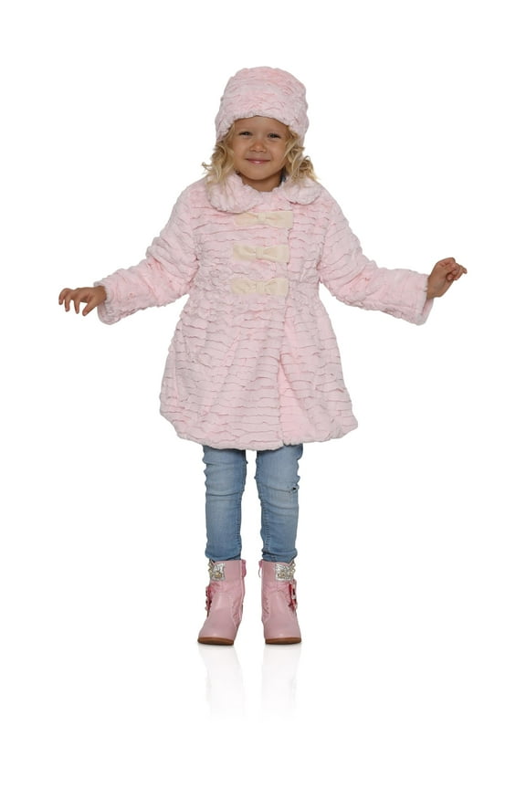 Girls Faux Fur Jacket Outwear Coats Female, Wave Pink, Size: 2