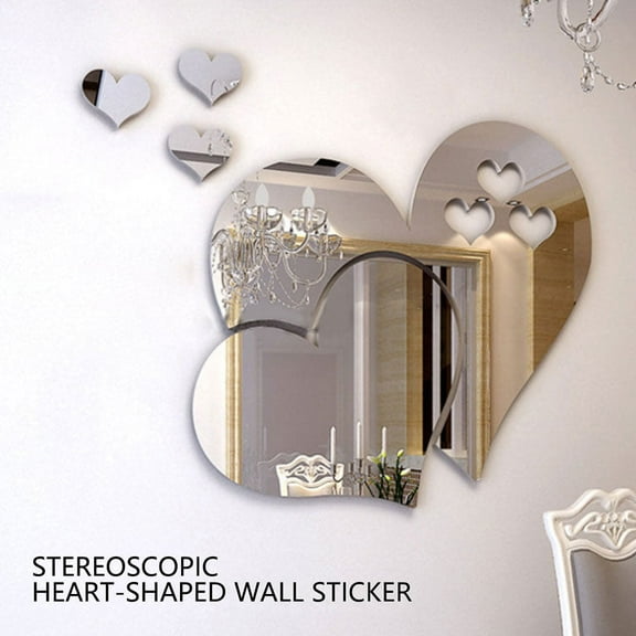 Widshovx 3D Mirror Love Heart Acrylic Wall Stickers and Decal