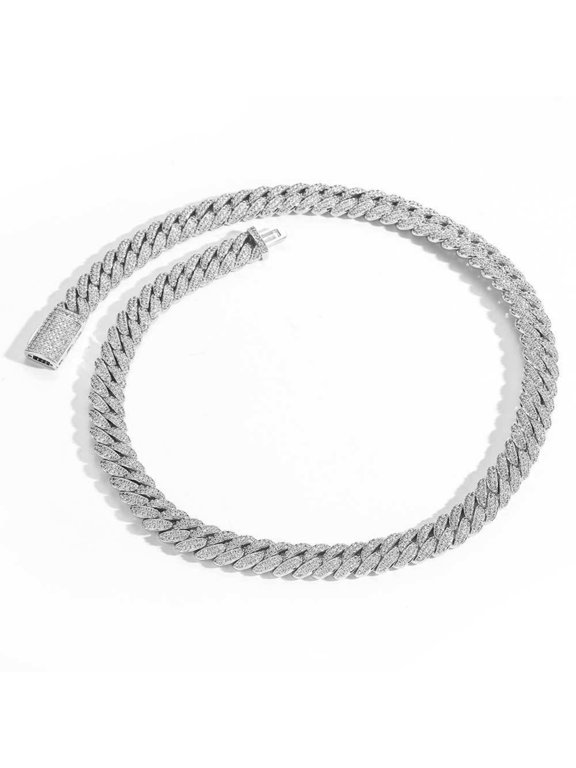 Width 10MM Big Iced Out Chain Link Necklaces, Solid Thick Hip Hop Miami Cuban Link Chain for Men, 16-24 Inch Sparkling Mens Chain Necklace, Gift Box Included