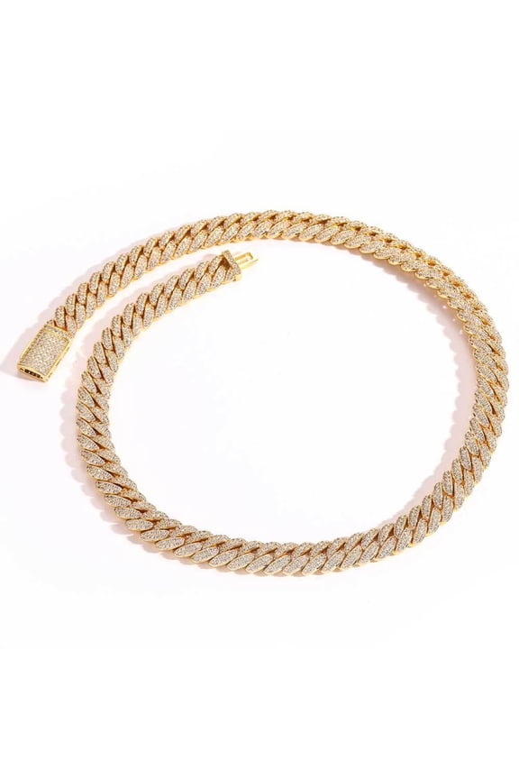Width 10MM Big Iced Out Chain Link Necklaces, Solid Thick Hip Hop Miami Cuban Link Chain for Men, 16-24 Inch Sparkling Mens Chain Necklace, Gift Box Included