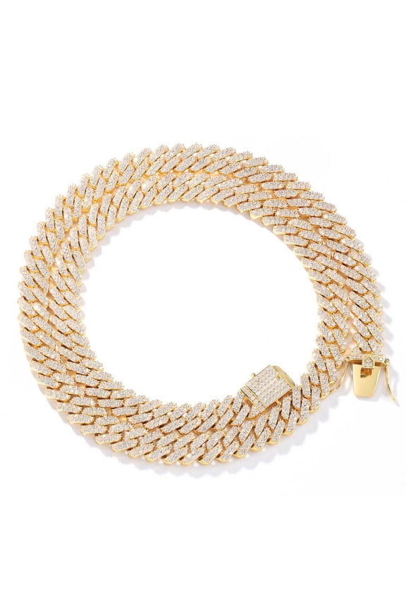 Width 12MM Iced Out Miami Cuban Link Chain for Men, 16-24 Inch Sparkling Mens Chain Necklace, Solid Thick Big Hip Hop Cuban Link Chains, Gift Box Included