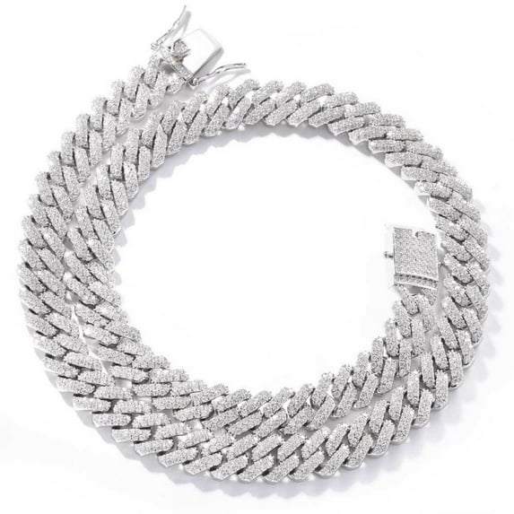 Width 12MM Iced Out Miami Cuban Link Chain for Men, 16-24 Inch Sparkling Mens Chain Necklace, Solid Thick Big Hip Hop Cuban Link Chains, Gift Box Included