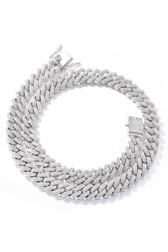 Width 12MM Iced Out Miami Cuban Link Chain for Men, 16-24 Inch Sparkling Mens Chain Necklace, Solid Thick Big Hip Hop Cuban Link Chains, Gift Box Included