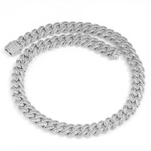 Width 12mm Big Hip Hop Mens Cuban Link Chain, Extra Shiny Cuban Link Chain for Men, Solid Thick Miami Iced Out Cuban Link Necklace, 16-24 Inch - Gift Box Included