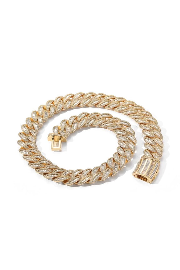 Width 15-20mm Big Iced Out Cuban Link Chain, Extra Shiny Hip Hop Cuban Link Chain for Men, Solid Thick Mens Miami Cuban Link Necklace, 16-24 Inches - Gift Box Included