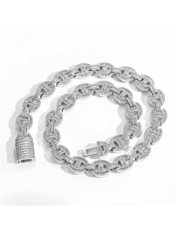 Width 16mm Big Miami Iced Out Cuban Link Necklace, Extra Shiny Cuban Link Chain for Men, Solid Thick Hip Hop Mens Cuban Link Chain, 16-24 Inch - Gift Box Included