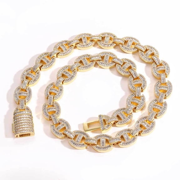 Width 16mm Big Miami Iced Out Cuban Link Necklace, Extra Shiny Cuban Link Chain for Men, Solid Thick Hip Hop Mens Cuban Link Chain, 16-24 Inch - Gift Box Included