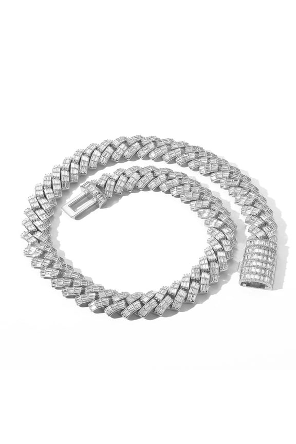 Width 18mm Big Iced Out Men Cuban Chains, Solid Thick Sparkling Cuban Link Necklace, Clustered Hip Hop Miami Cuban Link Chain for Men, 16-24 Inch - Gift Box Included