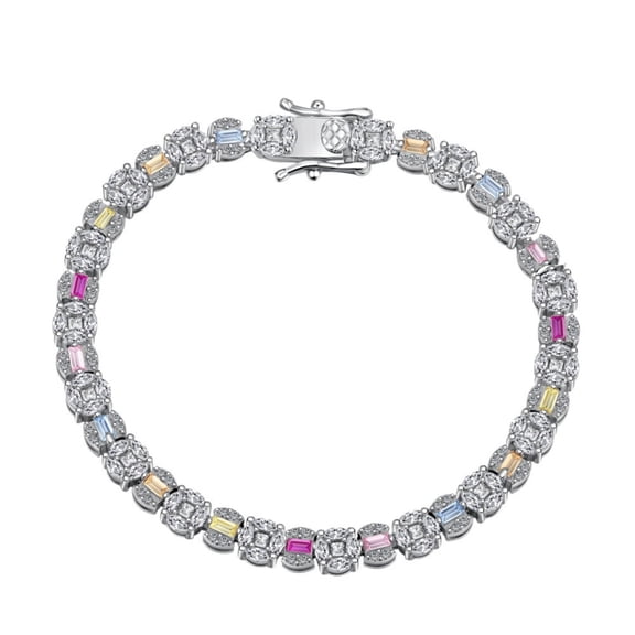 Width 5MM Colorful Tennis Bracelet for Women 925 Sterling Silver Tennis Bracelet Stunning Colored 5A CZ Simulated Diamond Bracelets 16-18CM