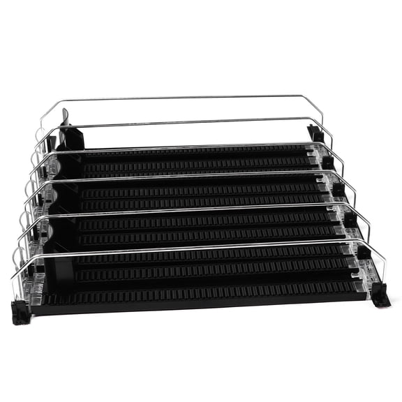 Width Adjustable Self Pushing Soda Can Drink Dispenser Refrigerator Beverage Pusher Glide Rack Black 5 Pack 15 in / 38 cm