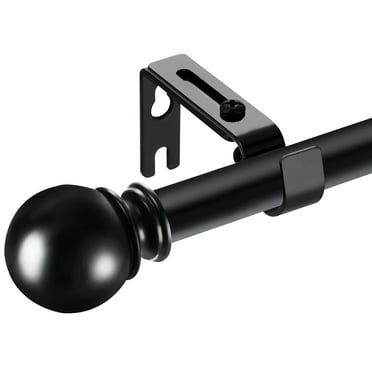 Widyana Black Curtain Rods for Kitchen/Windows 30 to 72 inches with Adjustable Brackets, 5/8" Diameter