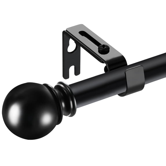Widyana Black Curtain Rods for Kitchen/Windows 30 to 72 inches with Adjustable Brackets, 5/8" Diameter