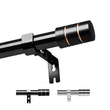 Widyana Black Curtain Rods for Window 30 to 120 inches Adjustable 1 inch Diameter with Brackets