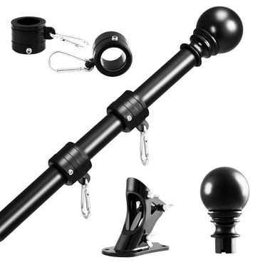 Widyana Flag Pole Kits Include a Metal 5FT Flag Pole, a Bracket, Two No-Tangle Rings, Black