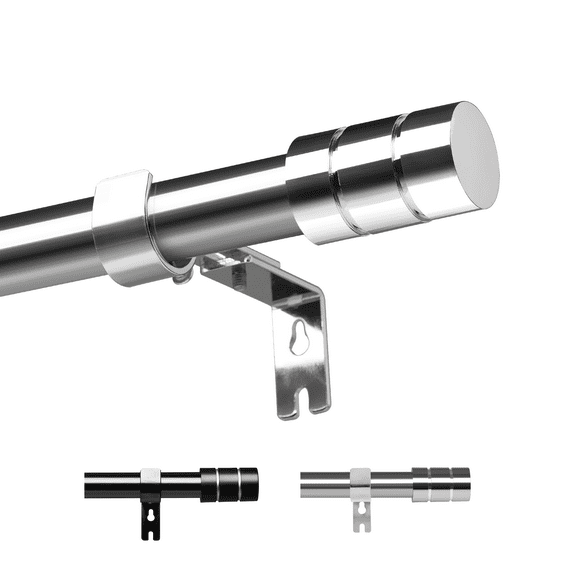 Widyana Silver Curtain Rods for Window 30 to 120 inches Adjustable 1 inch Diameter with Brackets