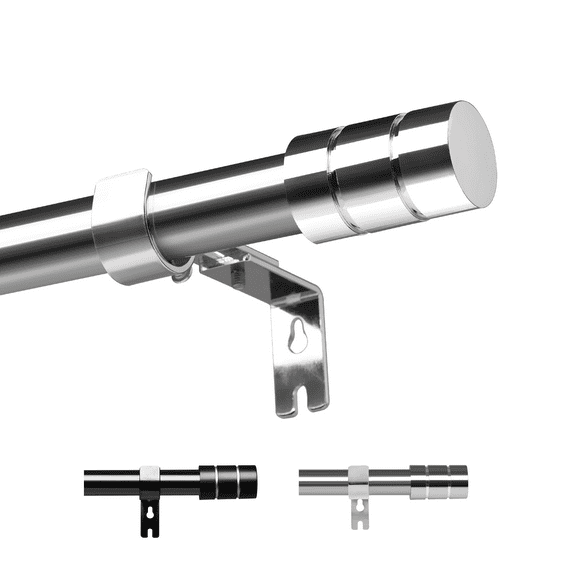 Widyana Silver Curtain Rods for Window 30 to 84 inches Adjustable 1 inch Diameter with Brackets