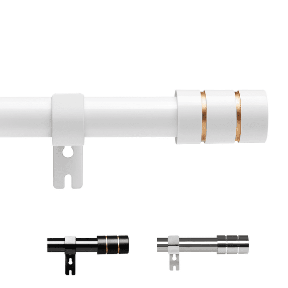 Widyana White Curtain Rods for Window 30 to 62 inches Adjustable 1 inch Diameter with Brackets