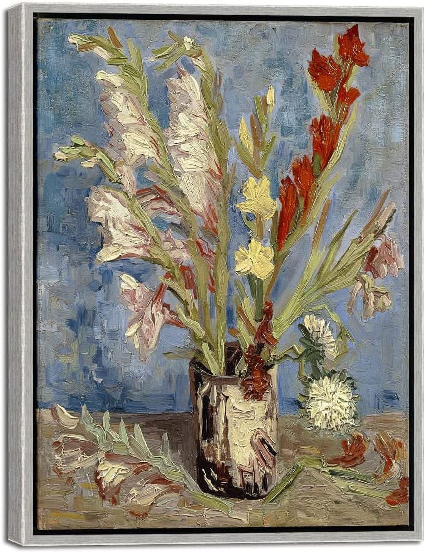Wieco Art Framed Wall Art Vase with Gladioli and China Asters by Van