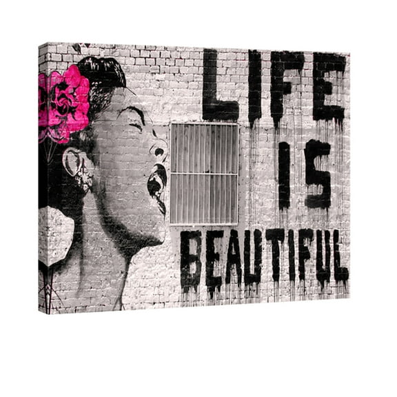 Wieco Art Large Banksy Life is Beautiful Modern Canvas Prints