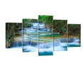 thumbnail image 1 of Wieco Art Peaceful Waterfall-Modern 5 Piece Green Landscape Artwork, 1 of 4