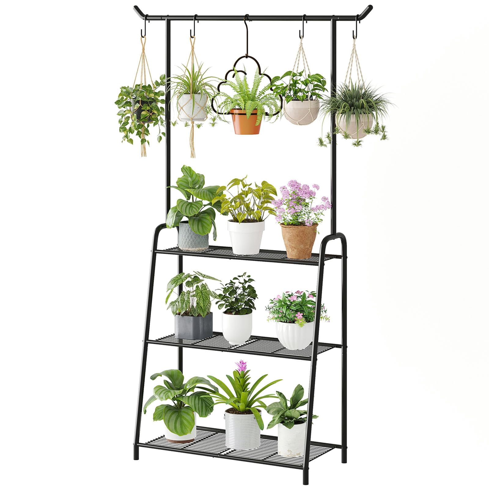 Flower Ladder Wieghda Metal Plant Stand Indoor Outdoor, 3 Tier Tall Corner Plant ...
