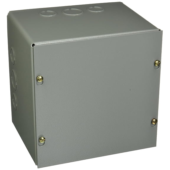 Wiegmann SC080806 SC-Series NEMA 1 Screw Cover Wallmount Pull Box with Knockouts, Painted Steel, 8" x 8" x 6"