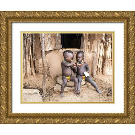 Wiener, Iris 14x12 Gold Ornate Wood Framed with Double Matting Museum Art Print Titled - Learning To Share