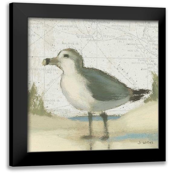 Wiens, James 12x12 Black Modern Framed Museum Art Print Titled - Beach Bird II
