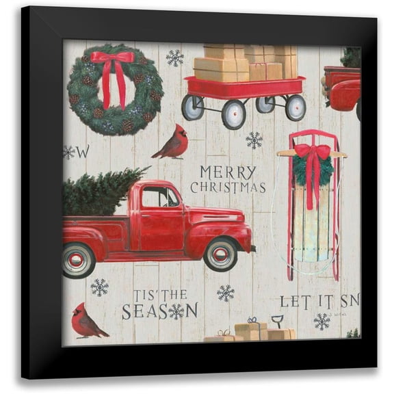 Wiens, James 12x12 Black Modern Framed Museum Art Print Titled - Christmas Affinity Pattern VB