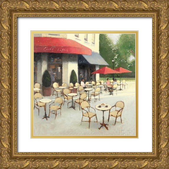 Wiens, James 12x12 Gold Ornate Wood Framed with Double Matting Museum Art Print Titled - Cafe du Matin II