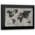 thumbnail image 1 of Wiens, James 14x11 Black Modern Framed Museum Art Print Titled - Grunge World Map, 1 of 5