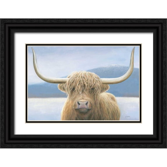 Wiens, James 14x11 Black Ornate Wood Framed with Double Matting Museum Art Print Titled - Highland Cow