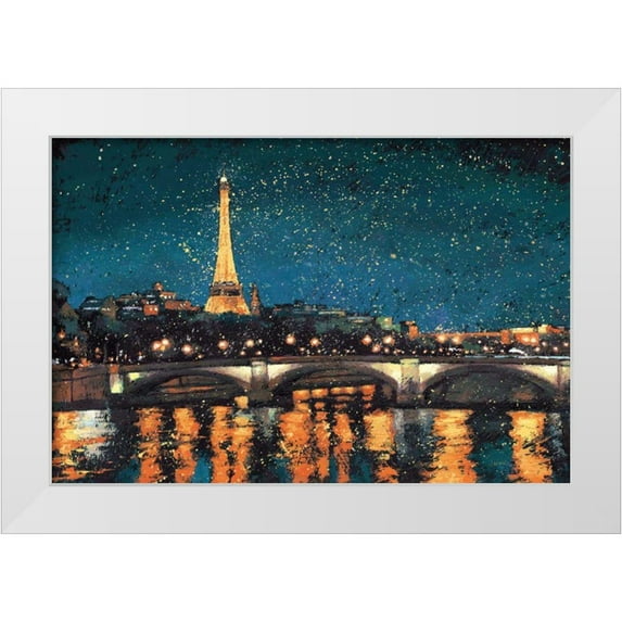 Wiens, James 14x11 White Modern Wood Framed Museum Art Print Titled - Paris Nights Blue I