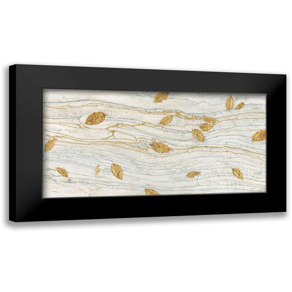 Wiens, James 14x9 Black Modern Framed Museum Art Print Titled - Golden Fossil Leaves