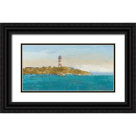 Wiens, James 14x9 Black Ornate Wood Framed with Double Matting Museum Art Print Titled - Lighthouse Seascape I v3 Crop