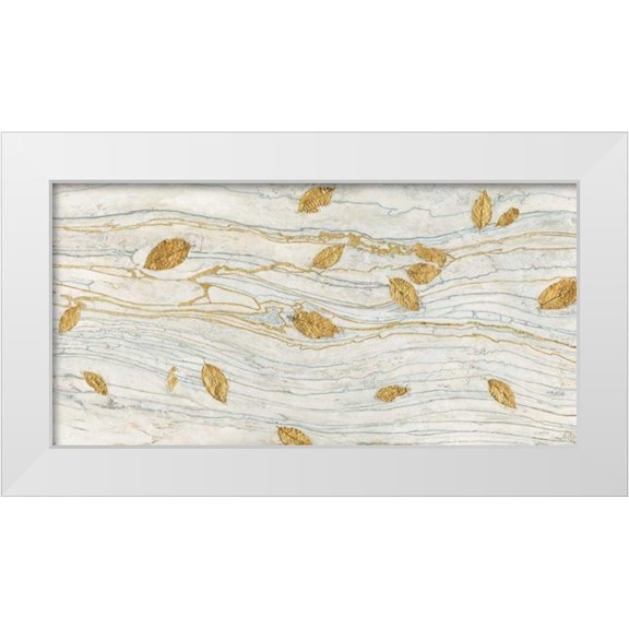 Wiens, James 14x9 White Modern Wood Framed Museum Art Print Titled - Golden Fossil Leaves