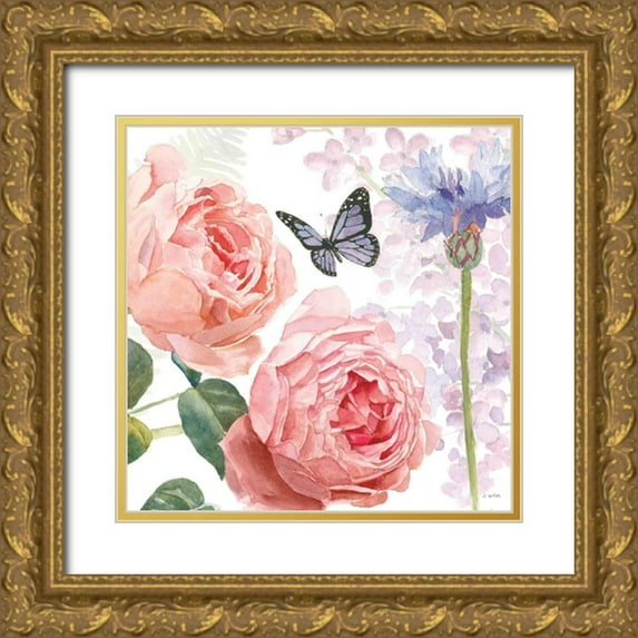 Wiens, James 15x15 Gold Ornate Wood Framed with Double Matting Museum Art Print Titled - Boho Bouquet II