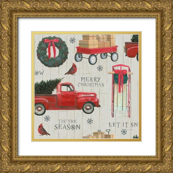 Wiens, James 15x15 Gold Ornate Wood Framed with Double Matting Museum Art Print Titled - Christmas Affinity Pattern VB